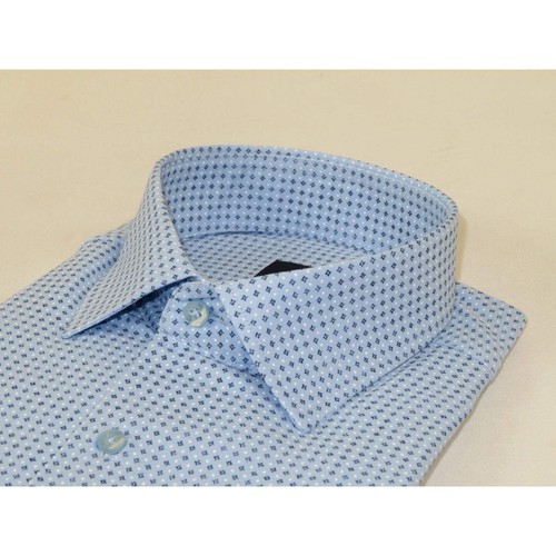 Camisa deportiva para hombre MARCUZZI Turquía 100 % algodón suave Marc6 puntos de diamante azul - Imagen 5 de 10