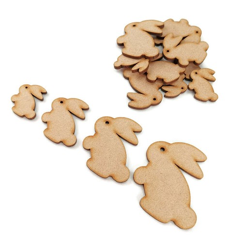 Easter Bunny Rabbit Sitting MDF Craft Shapes Wooden Blank Gift Tags Decoration - Imagen 3 de 4