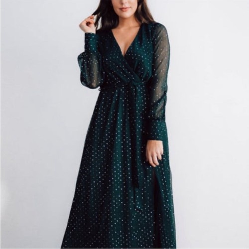Abito donna Abigail Baltic Born taglia XXL verde maxi manica lunga finto avvolgente nuovo con etichette - Foto 14 di 15