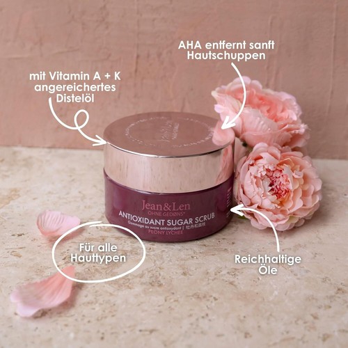 Jean & Len Antioxidant Sugar Scrub Peony & Lychee, 200 ml - Bild 3 von 7