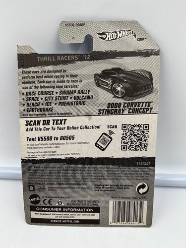 2011 Mattel Hot Wheels Thrill Racers City Stunt 12 2009 Corvette Stingray - Imagen 2 de 2