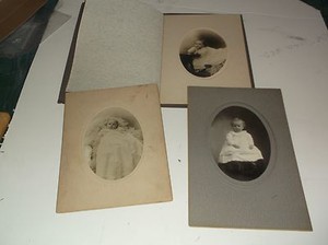 ANTIQUE COLLECTIBLE BABY PORTRAITS EMBOSSED FRAMES BEGGS FAMILY WOBURN, MASS