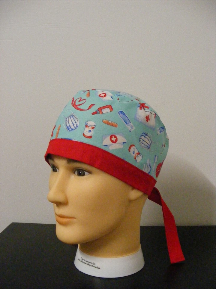 Scrub Surgical Cap Doctor Nurse Hospital Medical Print Handmade Ships Free - Image 3 of 4