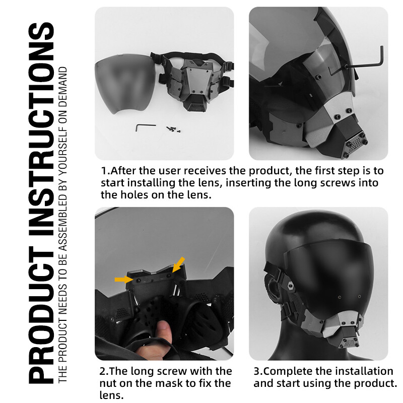 Masque Plein Face ABS PC Lens Masque Intégral Airsoft Cyberpunk WoSporT