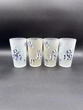 Vintage Hansetta Artwork Hand Painted Tumblers (4) Floral Design