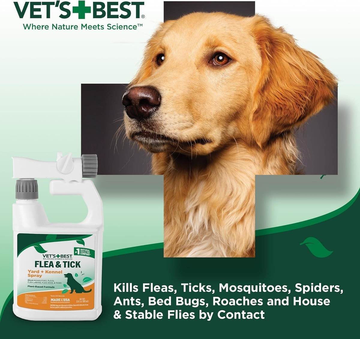 Vet's Best Flea and Tick Yard and Kennel Spray kills Mosquitoes USA  IMPORT