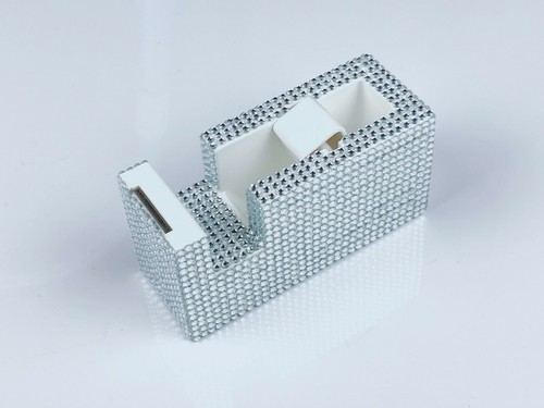 Dispensador de cinta de cristal Blingustyle diseño único plateado para oficina y hogar - Imagen 2 de 10