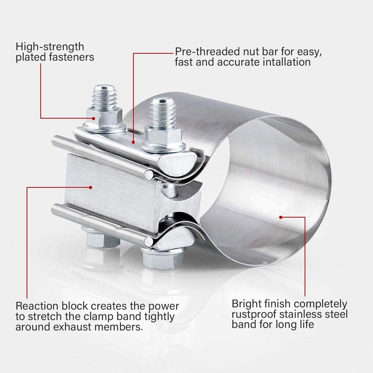 2.5 Inch Stainless Steel Butt Joint Exhaust Band Clamp Sleeve For Exhaust Pipes - Foto 11