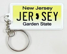 New Jersey License Plate Aluminum Ultra-Slim Souvenir Keychain 2.5"x1.25"x0.06"