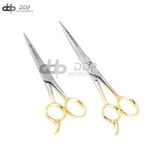 2 Pcs 5.5" 6.5" Hair Cutting Scissors/barber Shears - Ice Tempered Gold Handles