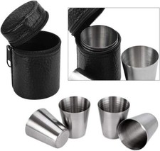 Edelstahl Becher 12Stk Schnaps Gläser Metall Flachmann Set Leder SchnapsgläserTK