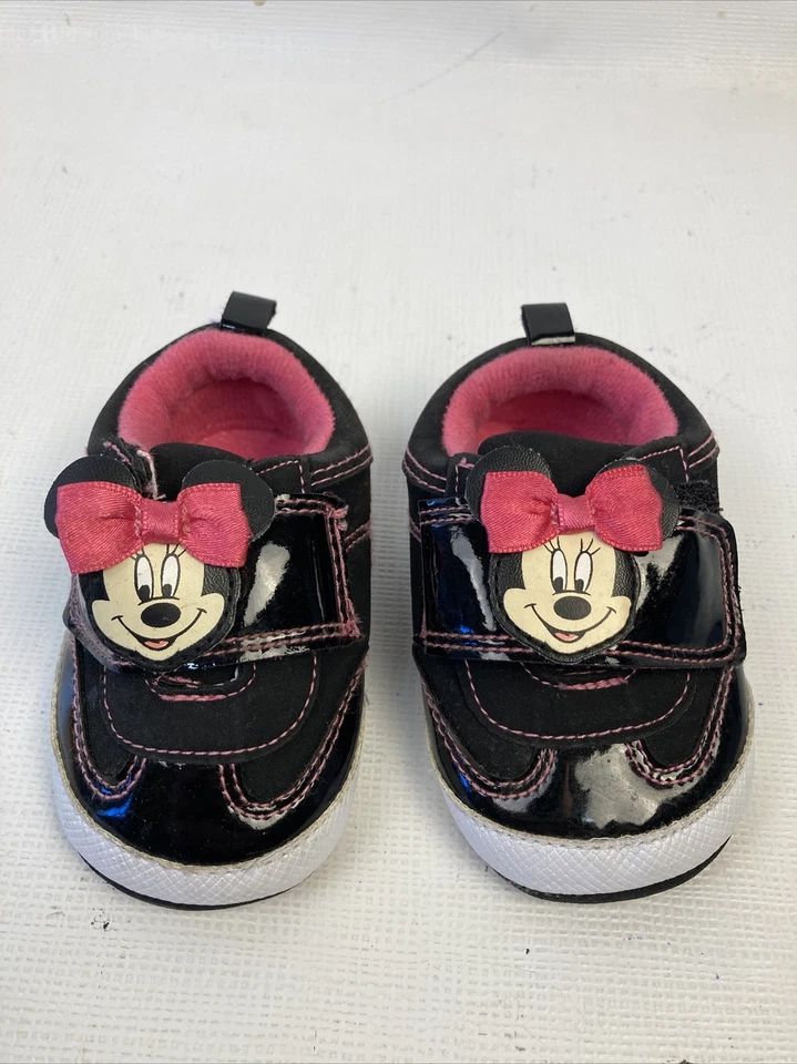 Disney Store Minnie Mouse Rosa Arcos Bebé Infante Suela Suave Zapatos Negro Foto 3 de 4