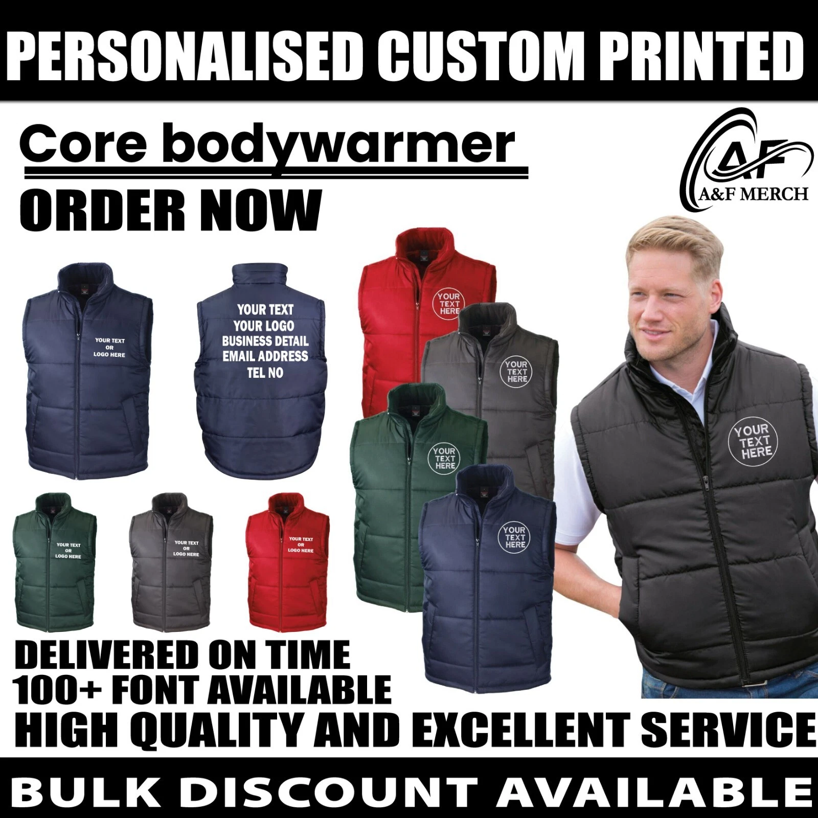 Personalised Custom printed Bodywarmer Gilet Jacket Winterwear Sleeveless R208X
Opens in a new windo