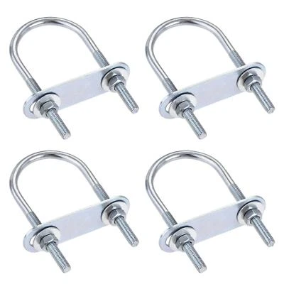 UXCELL 4 Sets Round U-Bolt 40mm Inner Width 90mm Length Steel M6 with Nut Plate Washer