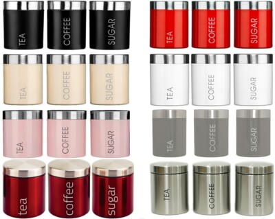 Set of Tea Coffee Sugar Kitchen Storage Canisters Jars Pots