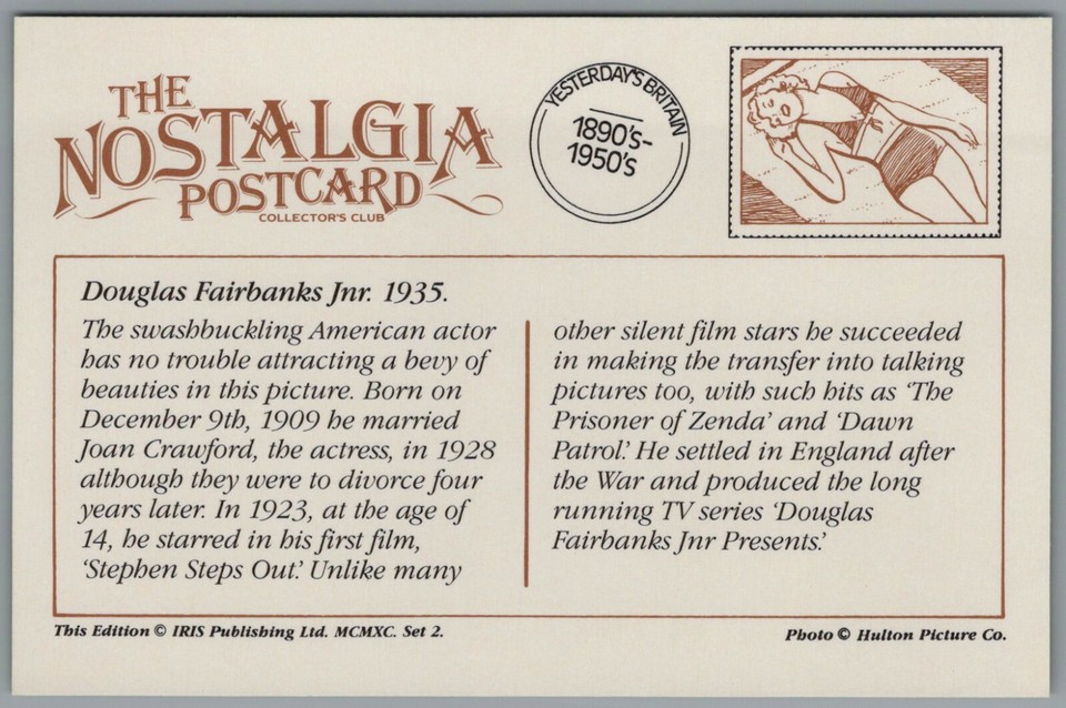 Film Star Douglas Fairbanks Junior 1935 Nostalgia Series Postcard eBay