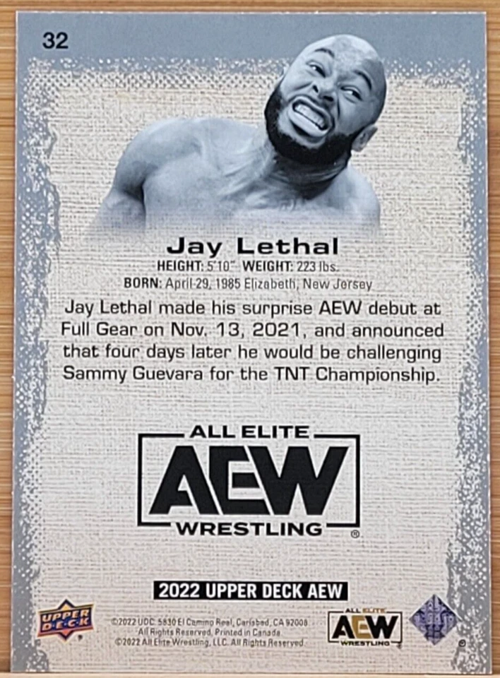 2022 UPPER DECK AEW JAY LETHAL EXCLUSIVES #D/100 - Image 2 of 2