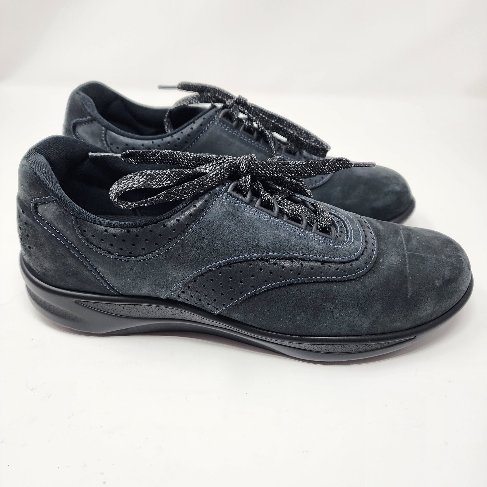 SAOLA Scarpe da passeggio SAS Walk Easy Be Happy da donna taglia 8 scamosciate stringate nere Oxford