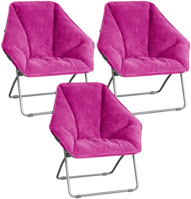 Zenithen Limited Hexagon Folding Dish Chair, Plum Corduroy - Pack of 3