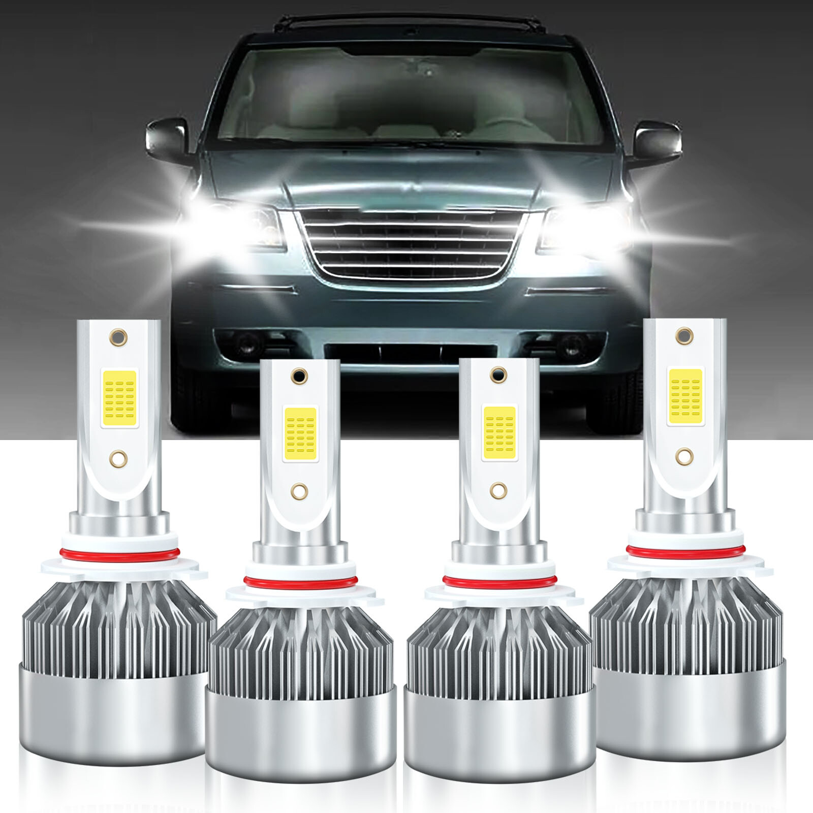 For Chrysler Town & Country 1998-2000 4x LED Headlight Bulbs Hi Low Beam 6000K