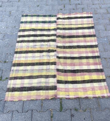 Bohemian Area Rug, 3.7x5.1 ft Kilim Rug, Anatolian Rug, Handmade Cotton Kelim