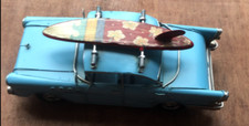 Metal Tin Model Vintage Classic Blue Car With Surf Board LP48843