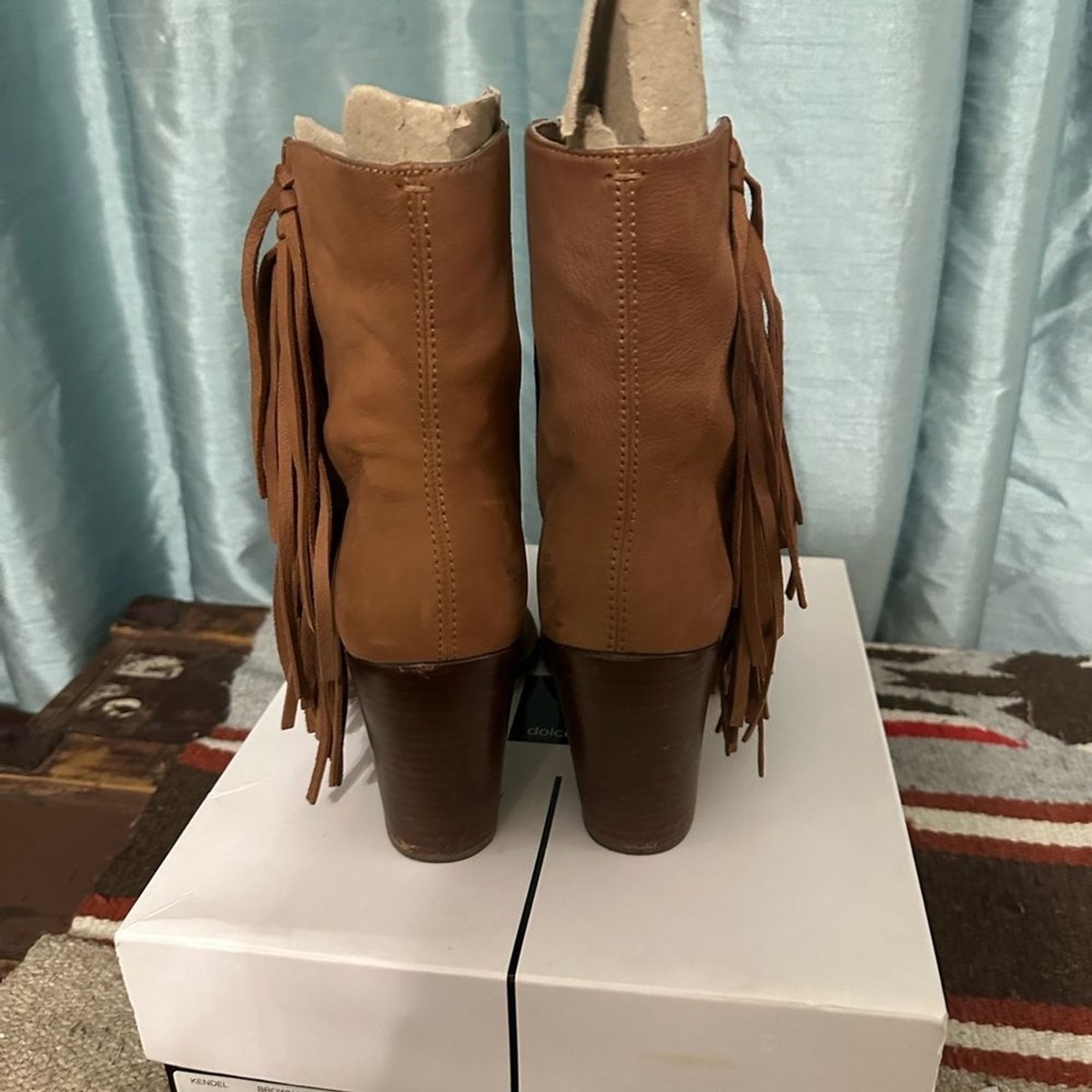 Dolce Vita “Kendel” Cognac 100% Nubuck Leatherr Fringe Booties