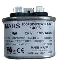 Mars 14005 Oval Motor Run Capacitor 5 Mfd Made in USA, NEW