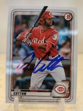 QUIN COTTON AUTO 2020 Bowman Draft Paper BD-104 RC Signed COA Cincinnati Reds