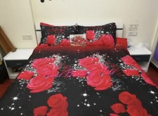 Duvet Cover Set 3D Oil Painting Roses King Size 3pc Bedding Set