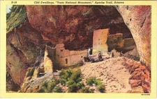 VINTAGE CLIFF SWELLING TONTO NTL MONUMENT APACHE TRAIL ARIZONA~LINEN POSTCARD LB