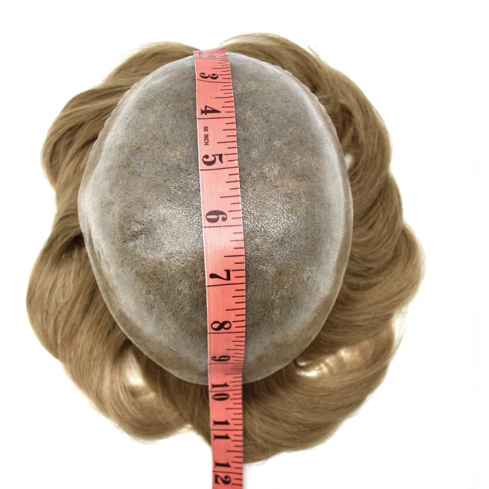 Mens Toupee Hair Replacement Hairpiece Full Poly Injected PU Human Hair System - Image 3 of 4