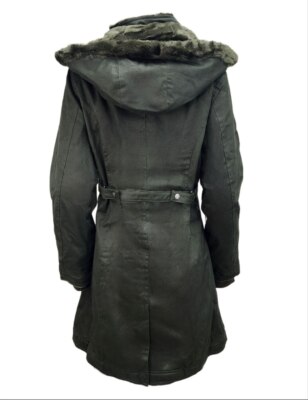 HoodLamb Women's Dark Army Green Long Hemp Water Resistant Coat