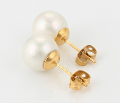 Luxus Perlen Ohrstecker Ohrringe mit Perlen 999er Gold 24K vergoldet