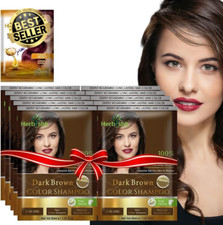 Hair Color Shampoo for Grey Hair, Dark Brown, 10 Sachets + Hair Mask Pack