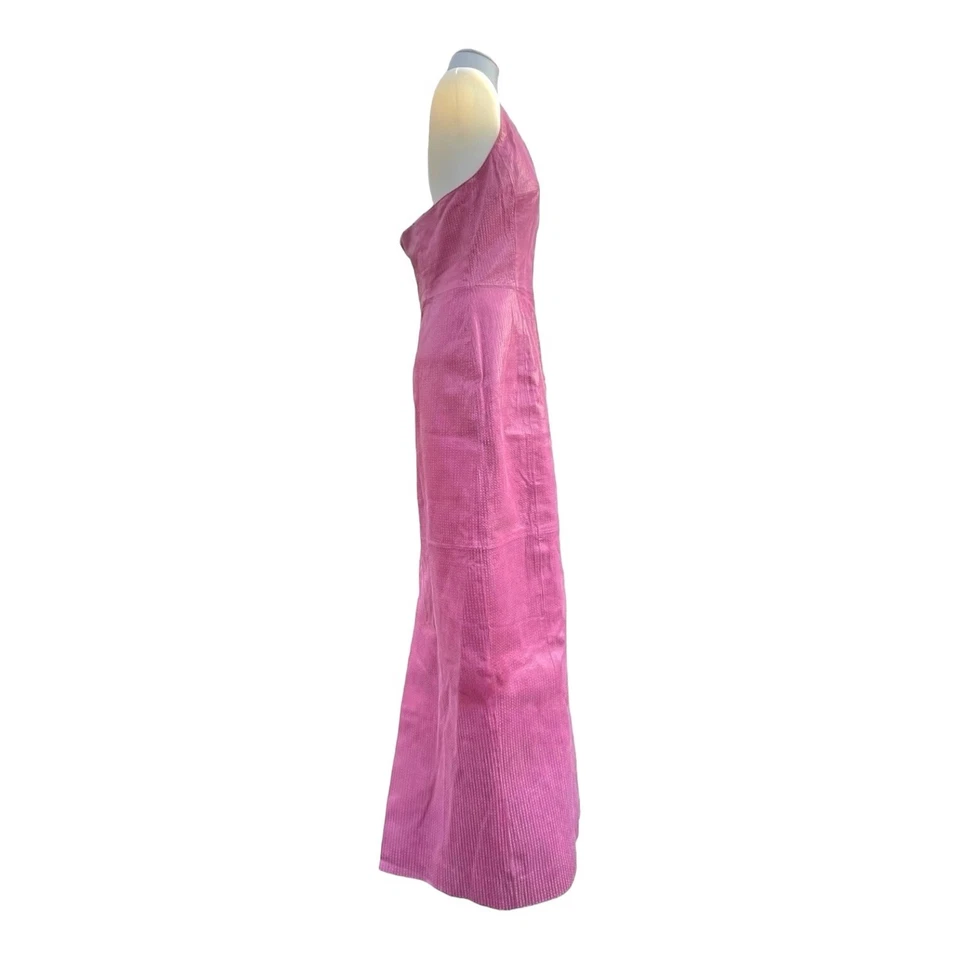 Vestido largo halter Barbie vintage años 90 Y2K SPIEGEL para mujer 6 cuero genuino ROSA Foto 4 de 4