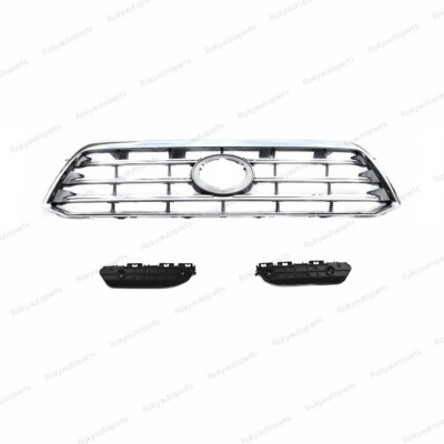 W/Pair Bumper bracket For Toyota Highlander 2008-2010 Front Upper Chrome Grille