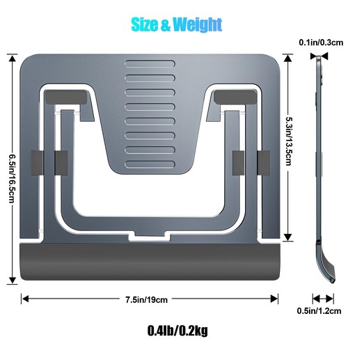 Support Tablette Réglable et Pliable Porte Mince Portable en Aluminium pour B... - Photo 6/6