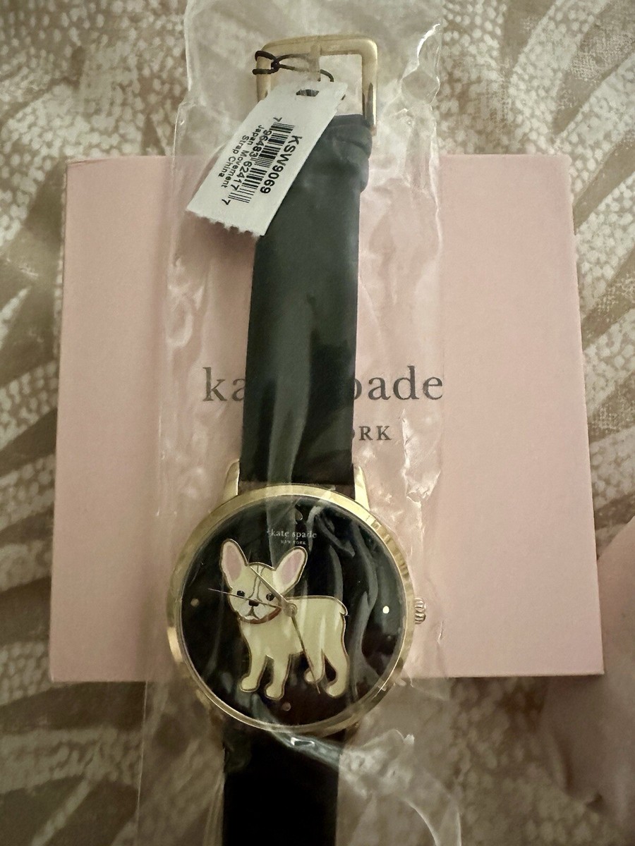 Kate Spade Metro Puppy Black Gold Bulldog Puppy Dog Leather  display picture 1