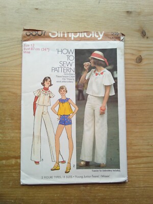 6807 Wie man Passe Top & Hose näht Größe 12 ungeschnitten Vintage Simplicity Schnittmuster