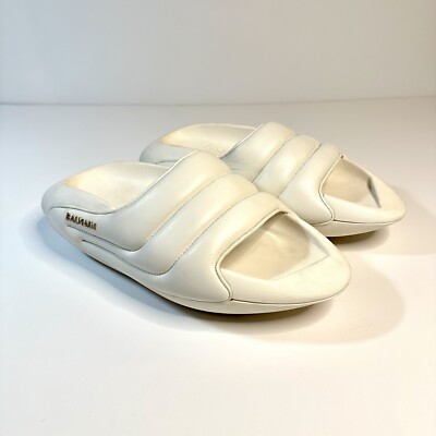 Balmain White Mules   B-IT  Men s 7. Women s 9