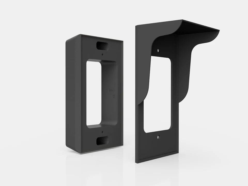 HIDDEN RIVER LAB Ring ELITE Doorbell spacer with optional Hood. Custom mounting bracket 0.5"-2.5"