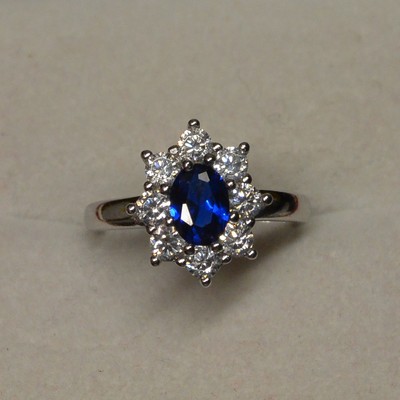 Bague Argent Massif 925 - Serti Rubis Marquise Et Cz Diamants - Taille 58 - Dolly-Bijoux