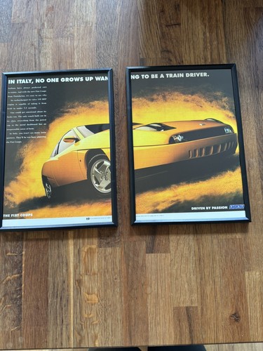 Framed Classic Fiat Coupe 16v Turbo Magazine Advert Poster Man Cave Wall Art a