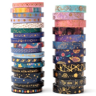 Skinny Galaxy Washi Tape Set 30 Rolls Gold Foil Decorative Starry Space Maski...