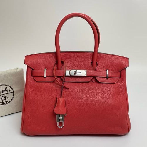 Hermes Birkin Handbag Red TC with Palladium Hardware 30