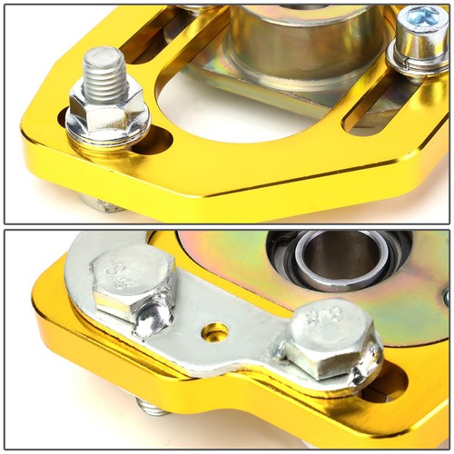 Fit 90-93 Ford Mustang Front Adjustable +/-3.0 Camber +/-2.0 Caster Plates Gold - Picture 4 of 5