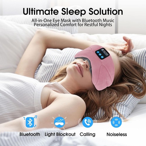 Ice Silk Sleep Mask for Side Sleeper Sleep Headphones Bluetooth 5.4 Sleeping - Picture 4 of 9