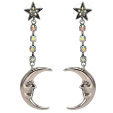 Kirks Folly Moon Magic Pierced Earrings  antique silvertone