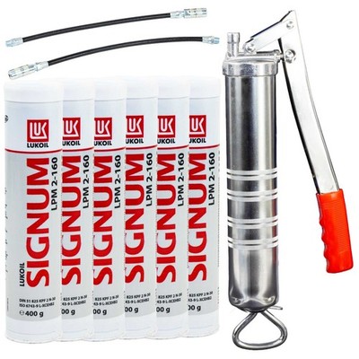 Mehrzweckfett Lithium Lukoil LPM 2-160 mit MoS2 6 X 400g + Fettpresse BockTec